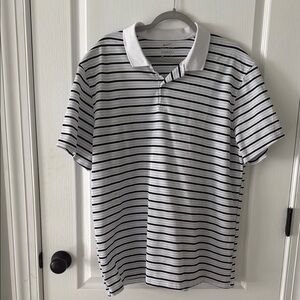 Nike Dri-Fit Men's Striped Polo Shirt - Navy Blue and White